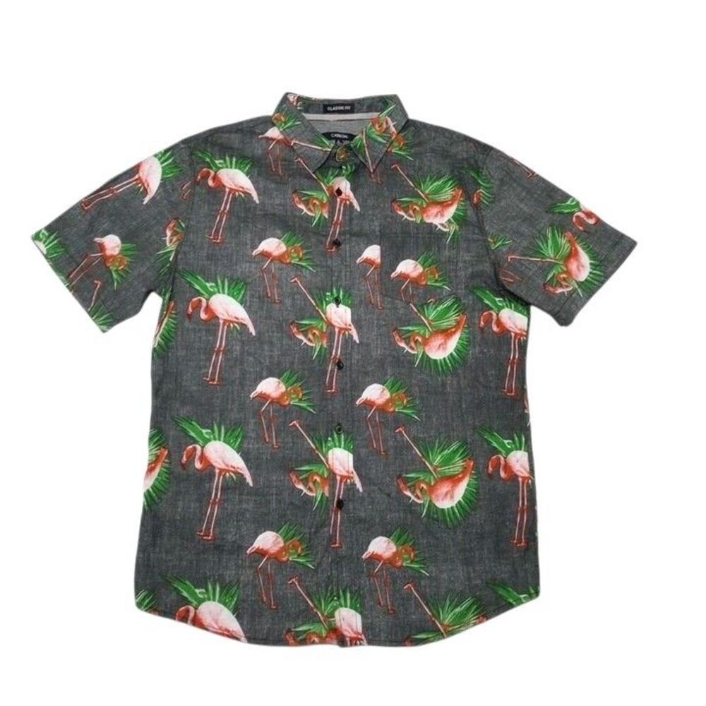 Carbon Men's Large Shirt NEW WITH TAGS Flamingos Classic Fit Button Up‎ Rue 21